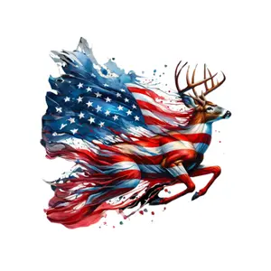 American With Deer Direct To Film Print. DTF Print for T Shirts