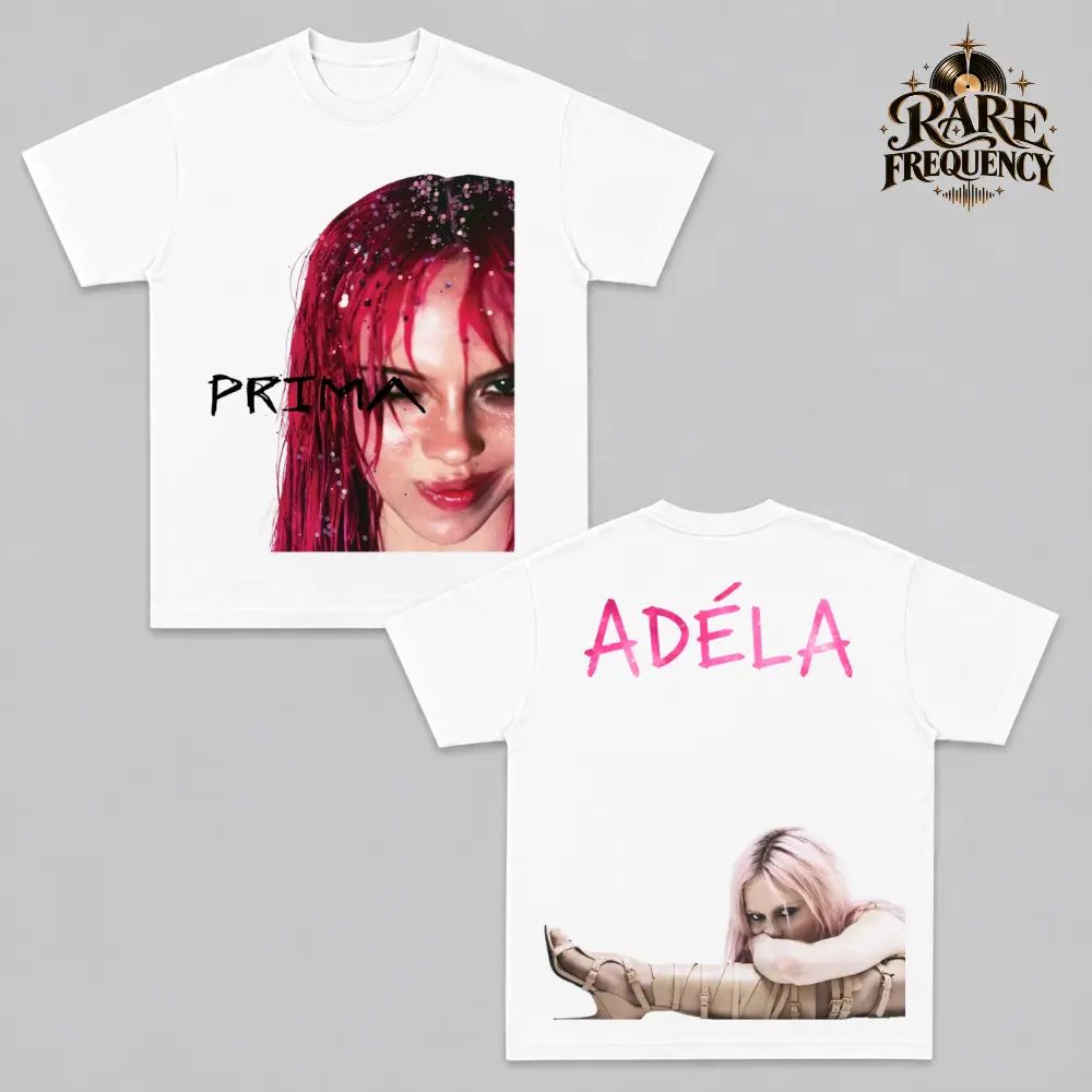 ADÉLA PRIMA Album V5 T-Shirt, PRIMA Graphic Tee, New Pop Music Shirt, ADÉLA Pink Portrait T-Shirt, Double Sided Graphic Tee, Retro Y2K Pop Merch, Unisex Cotton Shirt, Gift For ADÉLA Fans