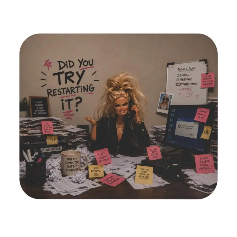 Did You Try Restarting It? Mouse Pad | Funny Office Desk Mat