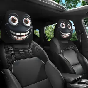 Fun Frog Pattern Car Headrest Covers Set of 2, Automotive Seat Covers, Comfortable Fit Seat Pillow Cushion, Ideal for Daily Commute and Travel, All-Season Car Interior Decor