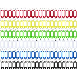 Key Tag Assorted Color Plastic Coded Key ID Label Tags Split Ring Keyring - with Label Window Ring Holder (120) No Brand