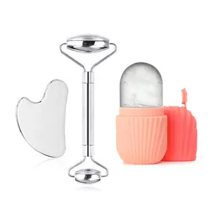 Ice Sensation Facial Beauty Care Set, Stainless Steel Scraping Board, Cold Skin Care Roller for Face and Body, Anti-Wrinkle Skincare Tool, Facial Care Tools