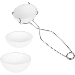 4 Pieces Small Melting Ceramic Crucible Bowl Dish Cup Set Melting Gold Silver Copper with Whip Tongs Handle 2A