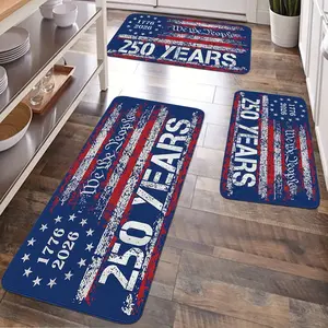 JIT 1/2/3 pcs of flannel flag-style Memorial Day and July 4th Independence Day carpets for multi-scenario use as decorative carpets. Kitchen carpet set, Kitchen Runner Rug, flannel washable bedside soft carpet, suitable for use in kitchens, bedrooms, etc.
