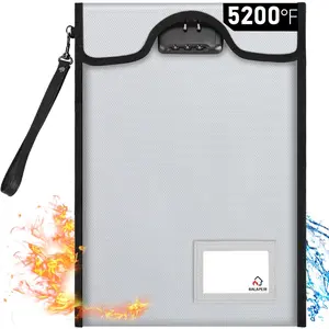 Fireproof Document Bag with Lock (5200℉), 15"x 11"Fireproof Money Bag, Waterproof Zipper Pouch for A4 A5 Legal Letter Size Document, Tablet, Valuables, Jewelry, Cash and Passport