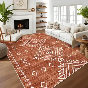 Modern Geometric Carpet Distressed Printed Rugs Soft Foldable Carpet Home Decorative Rugs Suitable For Office Dining Room Bedroom Living Room