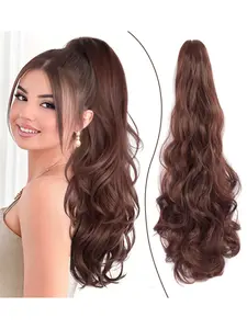 22 Inch Ponytail Extensions, Clip-In Loose Wavy Wave Hair Pieces, Soft Smooth Synthetic Fiber, Natural Volume, Perfect for Daily Parties, Synthetic Ponytail Hairpieces