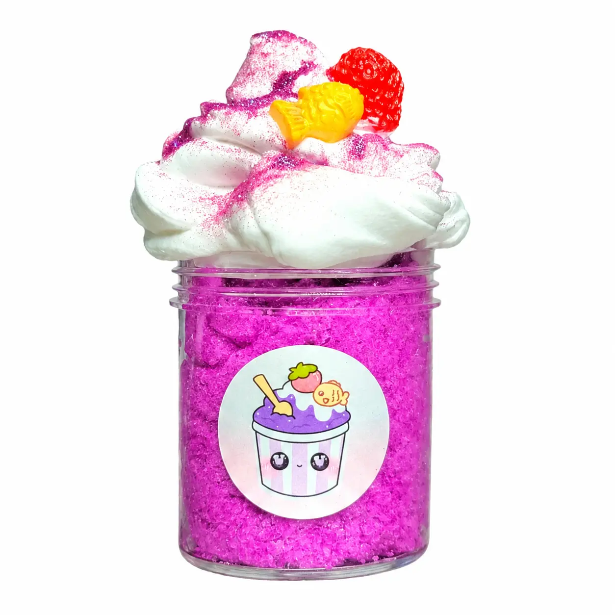 Ube Shaved Ice Handmade Snowfizz Slime – Grape Vanilla Scented Slime with Clay Whip Topping, Charms & Sprinkle Packet, Sensory Play for Ages 8+ – Hoshimi Slimes