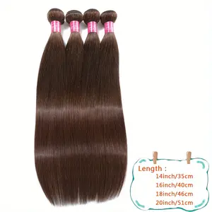New Wholesale Hot #4 Chocolate Brown Bone Straight Human Hair Weave 4 Bundles 10A Brazilian Remy Hair Extensions for Women 20inch 360g-400g