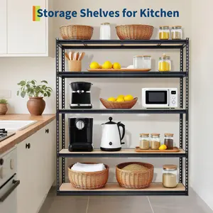 Gaomon 5-Tier Heavy-Duty Steel Storage Shelf, 2000 LBS Capacity Adjustable Organiser (36in L x 18in W x 72in H) with Easy Installation for Kitchen, Garage, Basement