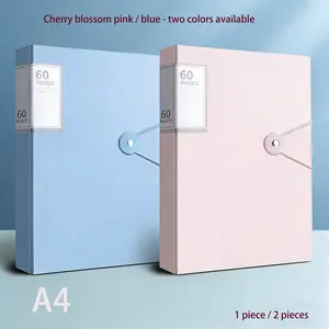 A4 Folder with 60 Pockets for Exam Papers and A4 Documents, High Transparency and Waterproof PP Material, Ideal for Home School Office Organization