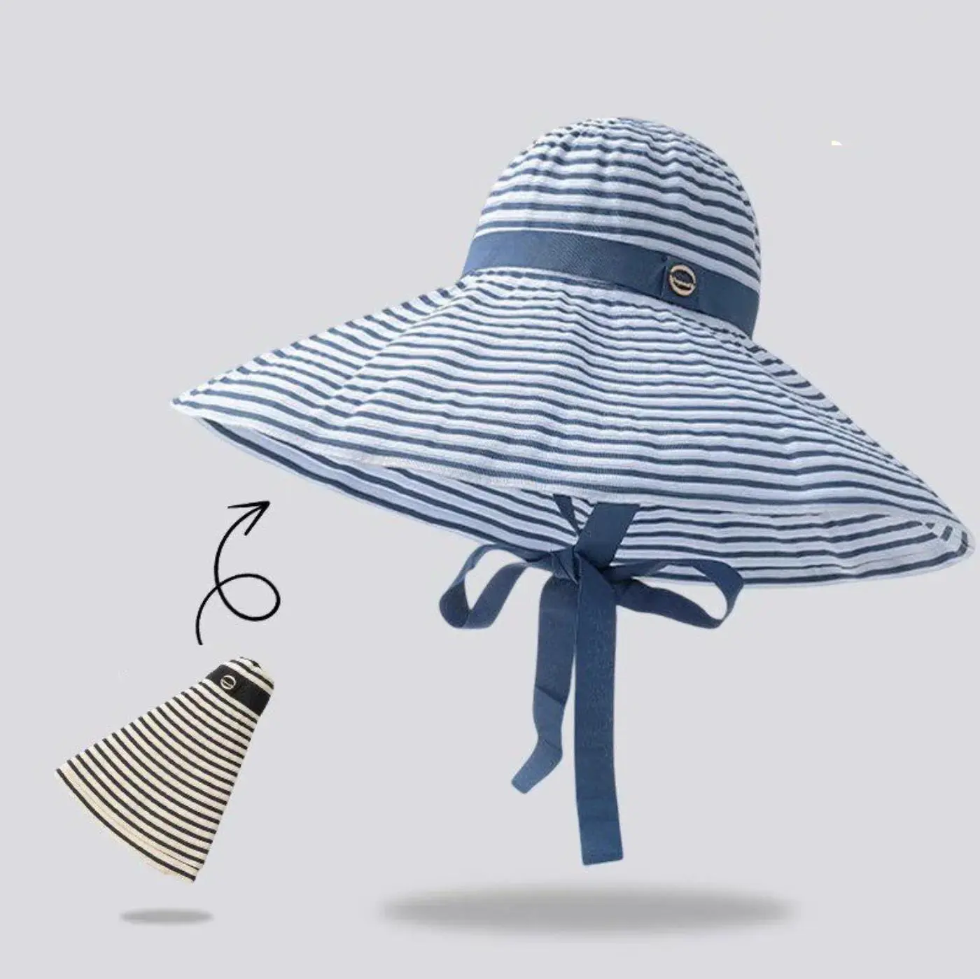 Women'S Oversized Striped Sun Hat with Windproof Strap to Prevent It from Blowing Off, Foldable Full-Face Sun Protection Hat, Essential for Summer Beach Trips and Seaside Vacations NONE