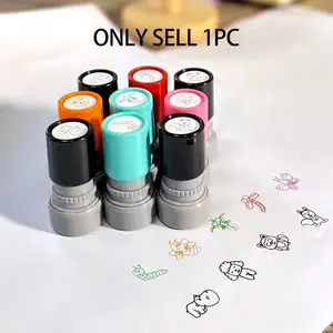 Animal Pattern Stamp, 1 Count Cute Round Self-inking Stamp, DIY Craft Decorative Stamp for Scrapbook & Journal & Gift Wrapping