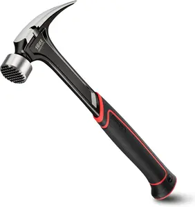 16 oz Straight Claw Hammer, Rip Claw Hammer with Side  Puller, Milled  & Shock Absorbing Grip, One- Forged Hammer
