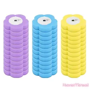 Disposable toilet brush replacement heads, 6 packs/12 packs, three-layer sponge brush heads, suitable for bathroom cleaning, a household essential, convenient and efficient. (Brushes not included)