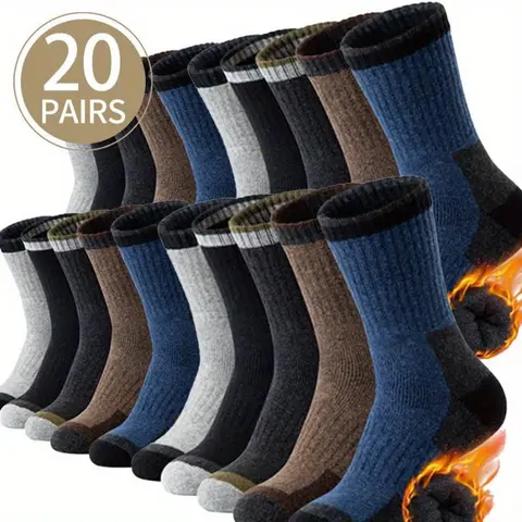 Women's Merino Wool Athletic Socks (20 Pairs for Adults) - Thick Padded, Dry-Wicking, Lightweight Merino Wool-Spandex Knit Mid-Calf, Cold Wash Safe, Dry Feet Solutions for Winter Warmth, Hiking
