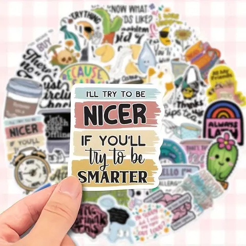 50 Funny Sarcasm Quotes Stickers, Waterproof Diary Notebook Guitar Helmet Skateboard Luggage Decorations, Creative Fun Design for Personalization, Customizable Stickers, Sticker Decal, Funny Stickers Pack