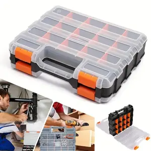 Double-Sided Handheld Plastic Tool Box, Electronic Component Organizer, Multi-Functional Parts Storage, PP Material, Flip-Top Design