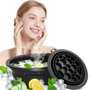 Collapsible Ice Basin, Silicone Face Ice Beauty Container, Portable Face Ice Bowl, Facial Skin Care Tool for Women & Men, Perfect for Traveling At Home