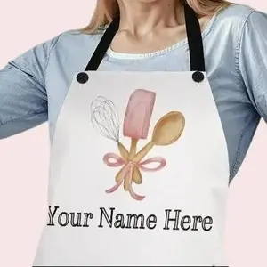 Personalized Kitchen Utensils Chef Apron, Custom Apron, Baker Apron Lightweight Adjustable