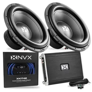 3200W Peak (1600W RMS) Y-Series Dual 15" Subwoofer Bass Package with Monoblock Amplifier and Wiring Kit