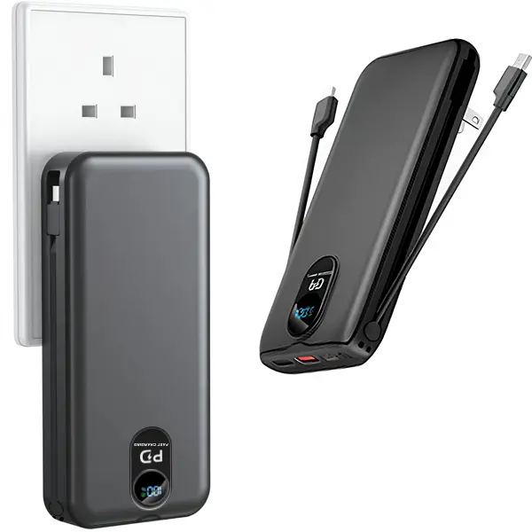 10000mAh Power Bank with Built-in Retractable USB-C Cable 22.5W by Aspor
