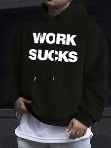 Men's Hooded Pullover Sweater, American Print Long Sleeve Casual Hoodie, Loose Fit Winter Outdoor Leisure Gift, Hoodrich