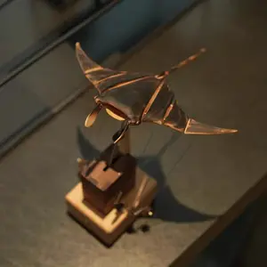 Handmade Wooden Manta Ray Automaton with Internal Gear Christmas and Balck Friday gifts Statue Decor 9.4 in x 7.1 in Silent Non-Music Version USB-C Rechargeable Battery