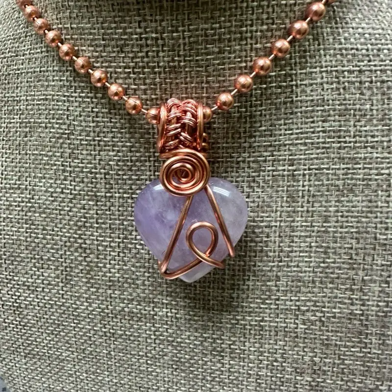 Juma Copper King Gemstone Heart 24" Necklace Pendant Design Handcrafted with Pure Copper