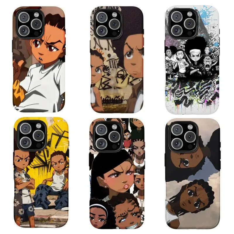 Boondocks Collage Desigh Phone Case |Cartoon Tough Phone Case|Compatible for iPhone 17Air 16Promax 15 14 13 12 11 and for Samsung S21-S25|Durable and Shockproof|Perfect Gift for Women Men anime cover