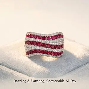 Elegant and Luxurious Promise Ring - Multi-row Set with Sparkling Synthetic Zirconia - A Fusion of Classic and Modern - Contemporary Cocktail Party Jewelry