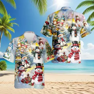 Amazing Christmas Snowman Hawaiian Shirt, Holiday Party Aloha Shirt for Men and Women, Funny Xmas Short Sleeve Beach Outfit, Size S-5XL