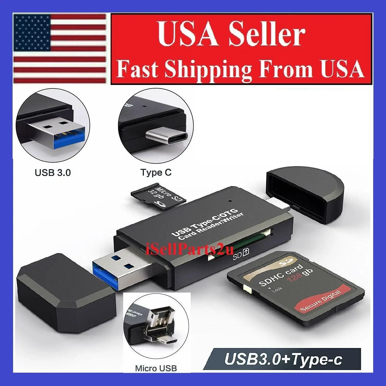 USB 3.0 Type-C Micro SD TF Card Reader OTG Adapter, Memory Card Reader for Laptop PC Computer Android Phone Tablet, High Speed Data Transfer