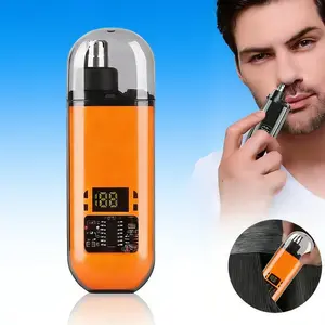 Men's Electric Nose & Ear Hair Trimmer Rechargeable Portable Digital Display IPX Waterproof USB Charging