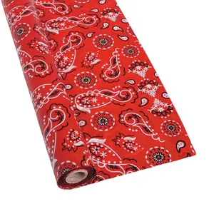 40" x 100 ft. Red Bandana Plastic Tablecloth Roll