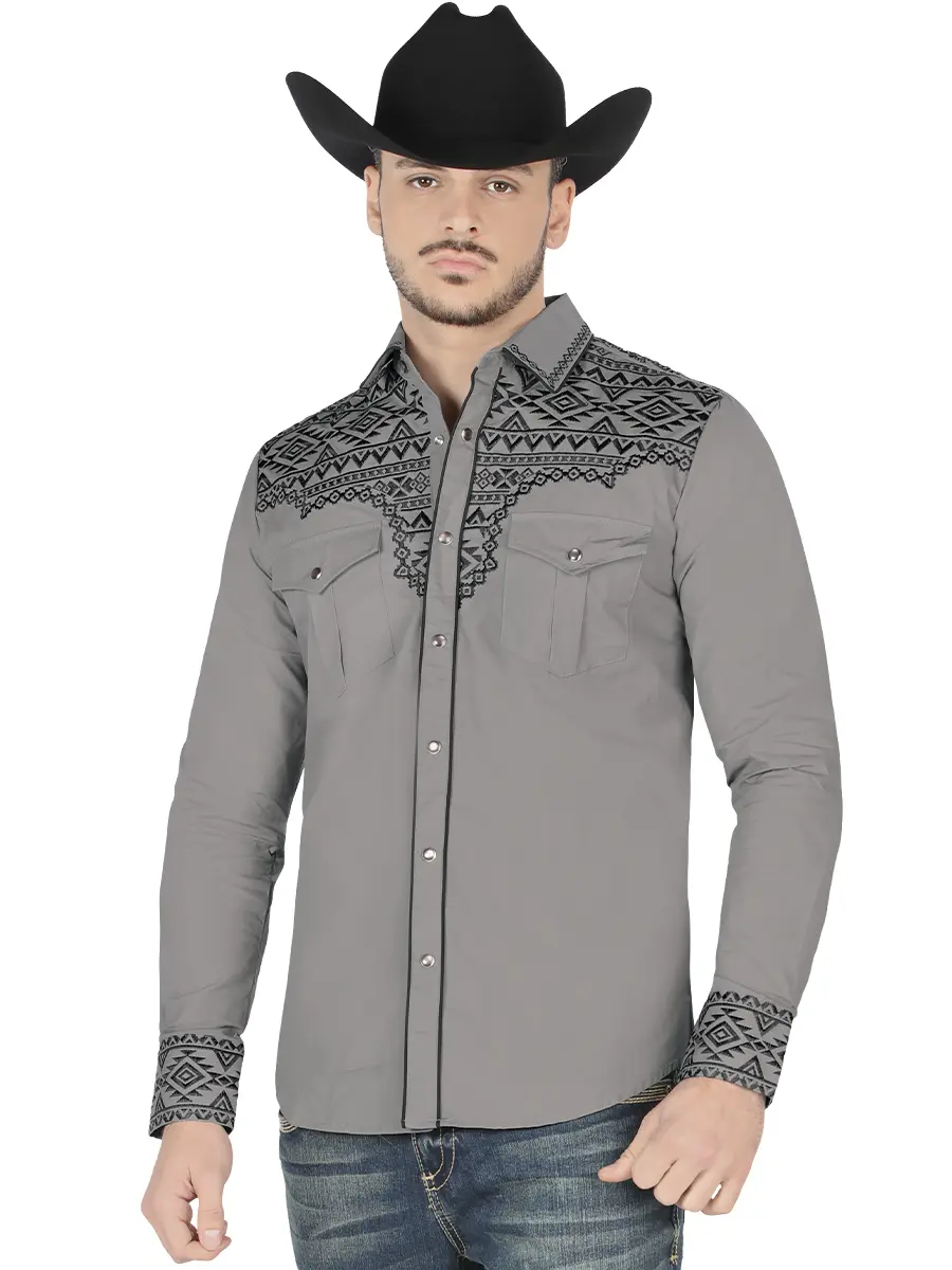 LAMASINI Embroidered Western Shirt  Men LM-2208