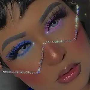 Fashion Rhinstone Decorative Glasses Lensless Semi Metal Frame Women's Luxury Popular