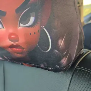 2pcs, Car Accessories, Cartoon Girl Style Printed Car Headrest Pillow Cover, Automotive Vehicle Interior Decoration, Removable And Washable, Suitable for Daily Commuting And Road Trips, Perfect Car Decor, Christmas Decorations, All Seasons, Car Interior