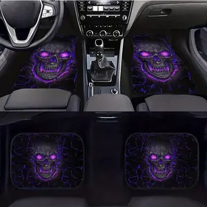 Skull Pattern Car Floor Mats, Non-slip Front & Rear Car Floor Mats, Universal Car Interior Decoration Accessories, Car Interior Accessory, Halloween