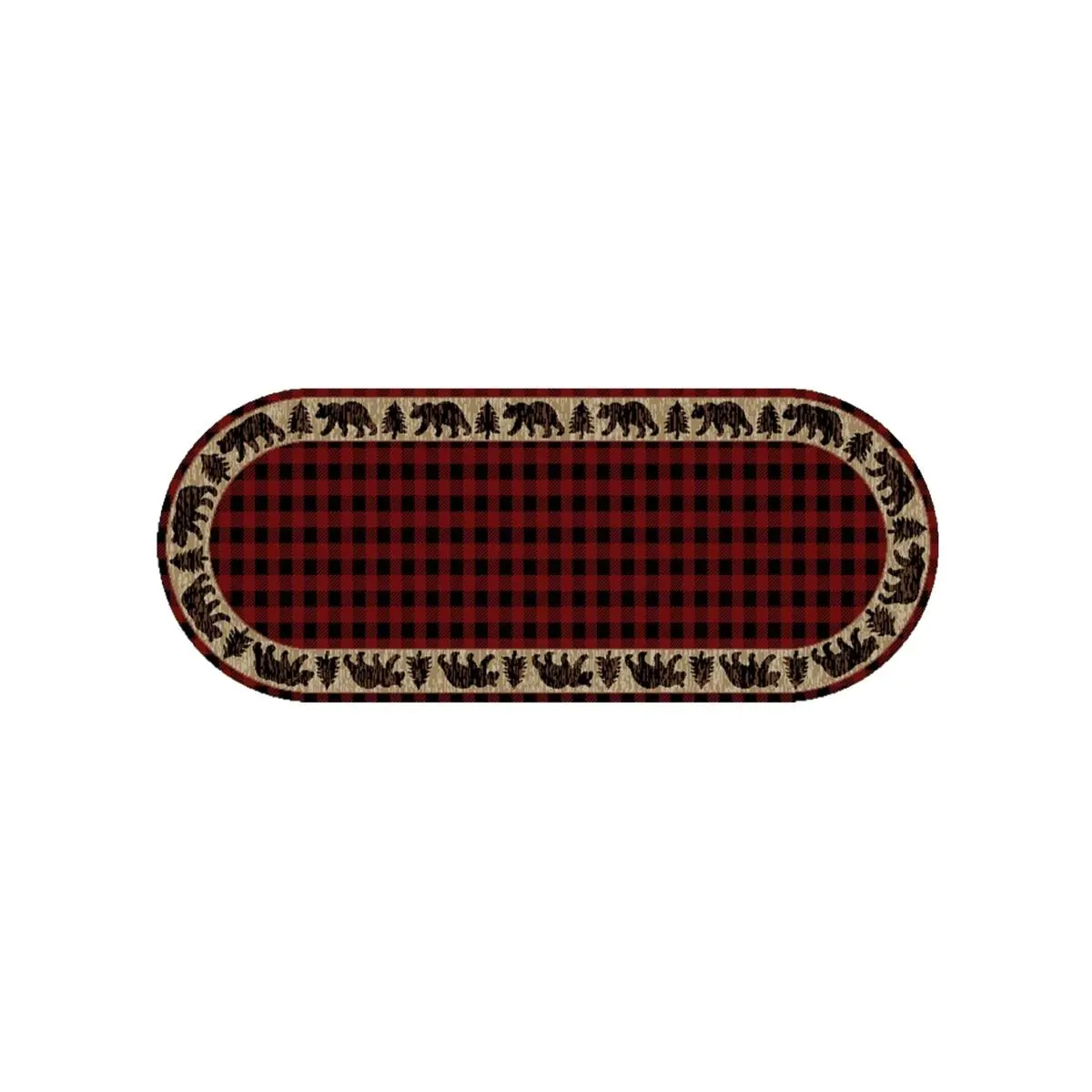 212 MAIN Mayberry Oval Home Decor Rug - 2ft2in x 5ft3in Stain Resistant Polypropylene American Destination Trailing Edge Lodge Motif Rustic Red Rug, Home Decor Rugs, Stain Resistant Rug