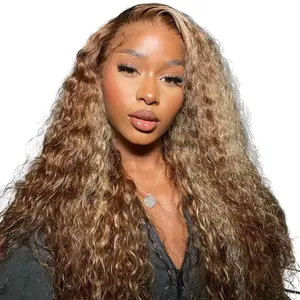 Highlight Brown 13x6 13x4 Lace Front Wig Human Hair P4/27 Deep Wave Human Hair Wigs Pre Plucked with Baby Hair Ombre Colored Wigs Soft And Smooth Premium Quality No Shedding