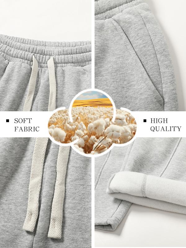 pants men sweatpants Men's Solid Thermal Lined Drawstring WaistPants,Casual Comfy Loose Fitting Trousers for Fall &Winter, Men's Bottoms for Daily Wear, Relaxed Fit, fleece sweatpants，school season