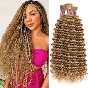 #27 Honey Blonde Deep Wave Bulk For Braiding Colored Remy Hair Extensions No Weft Human Hair For Braiding 100g/PC