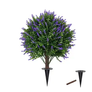 Artificial lavender spherical direct-pull artificial flower with ground nails, suitable for outdoor gardens, indoor potted plants, porches, artificial flowers, flower garlands, green plants, Artificial faux greenery, Artificial Flower Arrangements