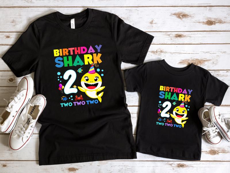 Birthday Shark 2 Two Two Shirt, Happy Birthday Tee, Baby Shark Shirt, Birthday Shark, Family Shark Birthday, Custom Baby Shark Birthday Tee