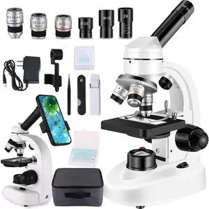 Compound MicroscopeWF10x and WF25x Eyepieces, Slides for Students,  School Lab Microscope for Adults Suitable for Laboratory School (Bright White)