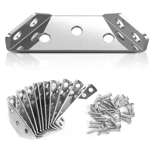 20pcs Stainless Steel Corner Brackets Screws, Universal Furniture Connectors, Triangle Support for Wood Cabinets Tables Chairs, for Sturdy Bracket, Mounting Brackets