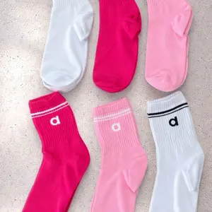 Women's Socks Set Plain Color Sports Striped Letter Mid-Calf Socks Casual Simple Style Comfortable Soft Unisex Couple Socks All Seasons