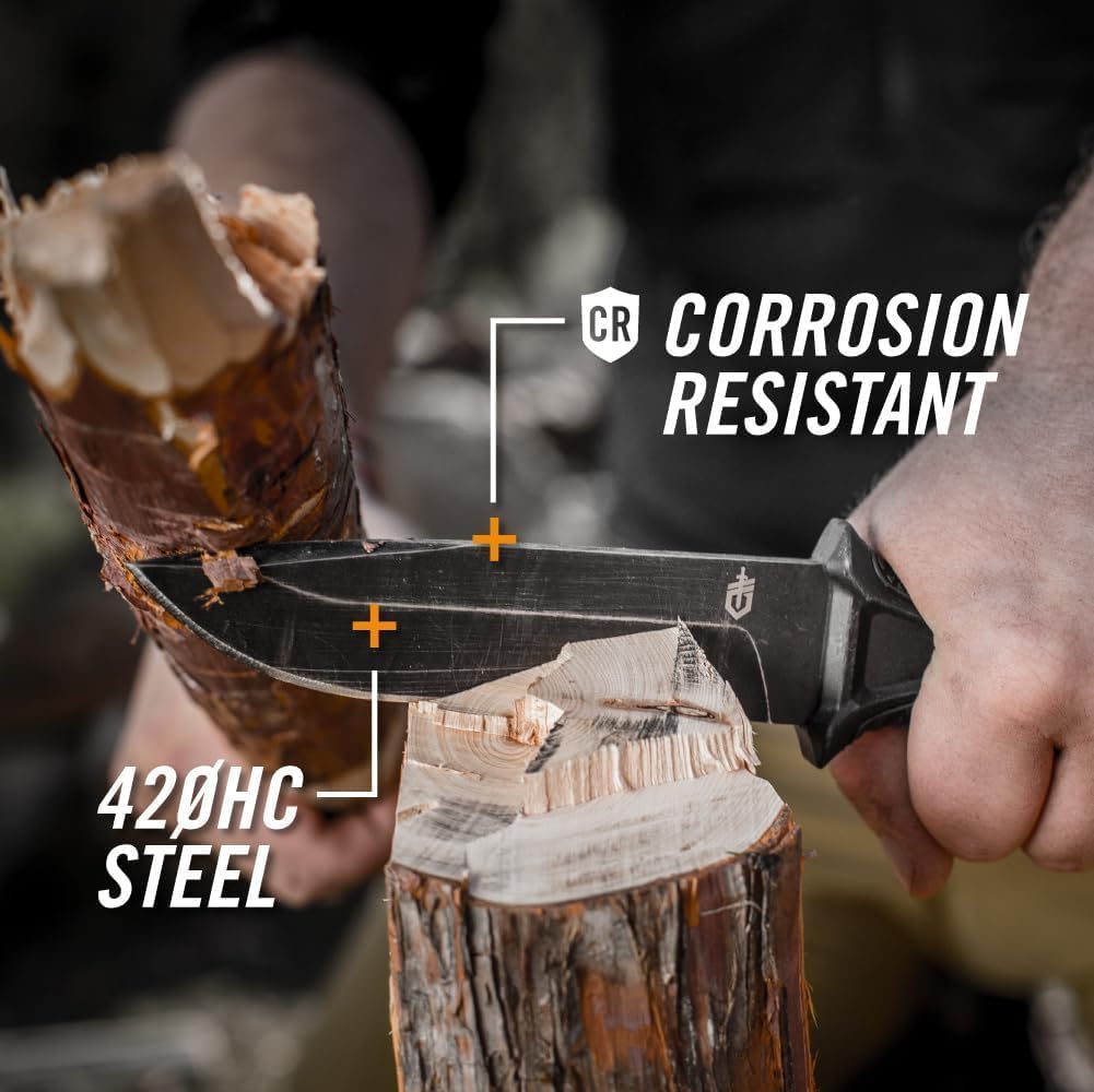 Gerber Gear StrongArm Knife - Fixed Blade - Tactical Knife for Survival Gear - Full Tang, 420HC Steel Blade - Camping Survival Knife - Made in USA - Plain edge, Coyote Brown