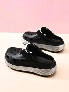 Women's Solid Color Hollow Out Slides - Durable Comfortable Summer Slippers for Outdoor Wear